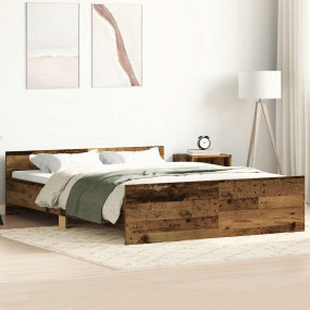 Bed Frame Old wood Engineered wood 59 x 79 in Durable B...