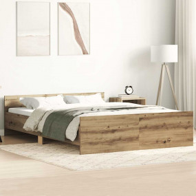 Bed Frame Artisan oak Engineered wood, plywood, solid p...