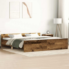 Bed Frame Old wood Engineered wood, solid pinewood Full...