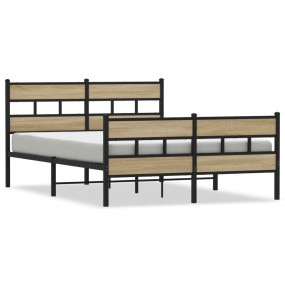 Bed Frame Sonoma oak Steel, engineered wood Double Bed ...