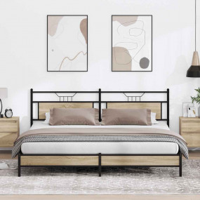 Bed Frame Sonoma Oak Steel, Engineered wood Full Bed Fr...