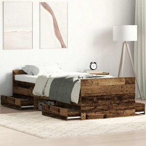 Bed Frame Old wood Engineered wood, solid pine wood, pl...