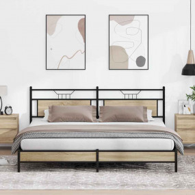 Bed Frame Sonoma Oak Steel Full Metal Bed Frame Rectang...