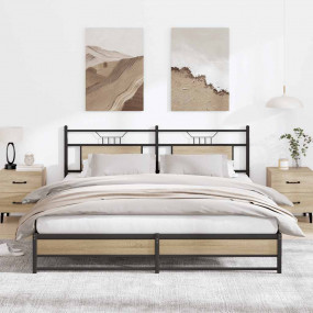 Bed Frame Sonoma Oak Steel, Engineered Wood Super King ...