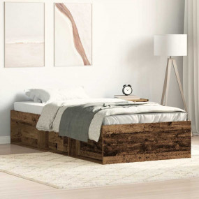 Bed Frame Old wood Engineered wood, solid pinewood, ply...