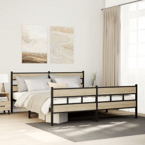 Bed Frame Sonoma Oak Steel Double Bed Frame Rectangular