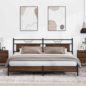 Bed Frame Brown oak Steel, engineered wood 79 x 79 in d...