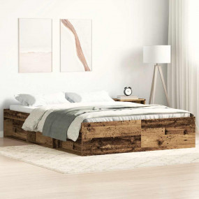 Bed Frame Old wood Engineered wood Double Bed Frame Rec...