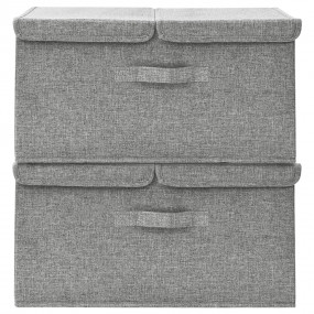 Storage Box Set of 2 Grey Polyester Medium Foldable