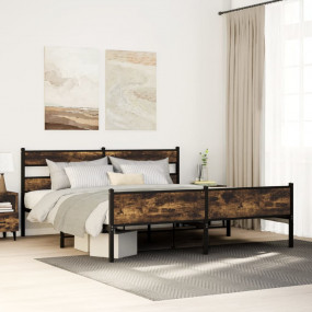 Bed Frame Smoked oak Steel, engineered wood 79 x 79 in ...