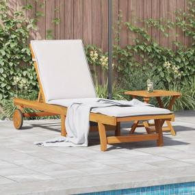 Sun Lounger Set of 2 Brown Solid acacia wood Standard F...