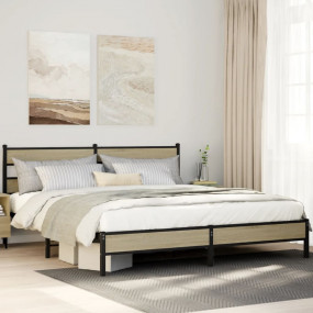 Bed Frame Sonoma oak Steel, engineered wood King size B...