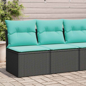 Garden Sofa Set Black Poly Rattan 2 Seater Modular