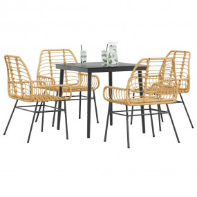 Garden Dining Set Brown PE rattan 4-seater Garden Dinin...