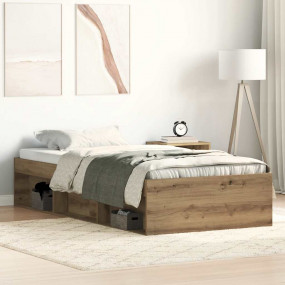 Bed Frame Artisan oak Engineered wood, solid pine Twin