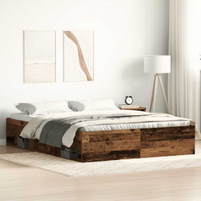 Bed Frame Old wood Engineered wood, solid pinewood, ply...