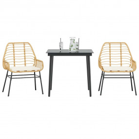 Garden Dining Set Brown Poly Rattan Medium Removable Co...