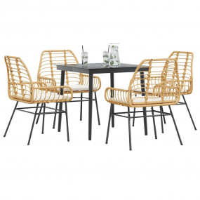 Garden Dining Set Brown chairs and cream cushions, blac...