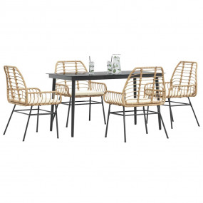 Garden Dining Set Brown Poly Rattan 4-seater Removable ...