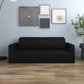Couch Slipcover Black 100% Polyester jersey 2-Seater