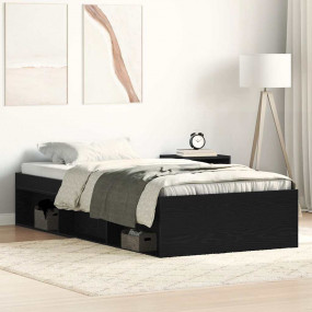 Bed Frame Black Oak Engineered wood Single Bed Frame