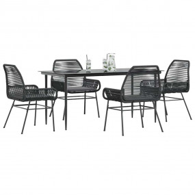 Garden Dining Set Black and Dark Grey