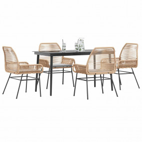 Garden Dining Set Brown Poly Rattan Medium Removable Co...