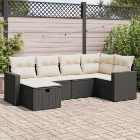 Garden Sofa Set Black PE rattan Medium Adjustable Feet