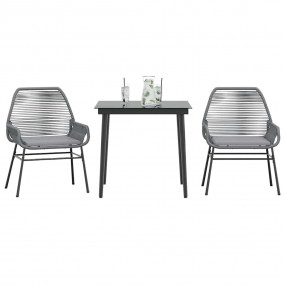 Garden Dining Set Grey PE rattan 2-Seater Removable Cov...