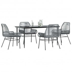 Garden Dining Set Grey Poly Rattan 4-seater Removable C...