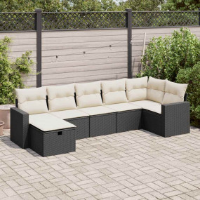 Garden Sofa Set Black and Cream White