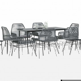 Garden Dining Set Gray PE rattan Standard Removable Cov...