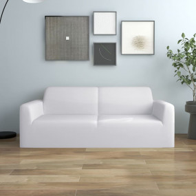Couch Slipcover White 100% Polyester jersey Fits 57.1-7...