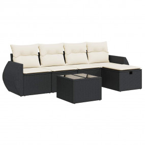 Garden Sofa Set Black PE Rattan 6 Piece Set Adjustable ...