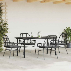 Garden Dining Set Black Poly Rattan 63 in Table Size