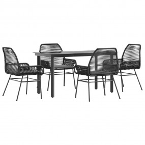Garden Dining Set Black, Dark Grey