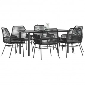 Garden Dining Set Black, Dark Grey