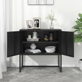 Sideboard Black Steel Medium Levelers Modern Sideboard