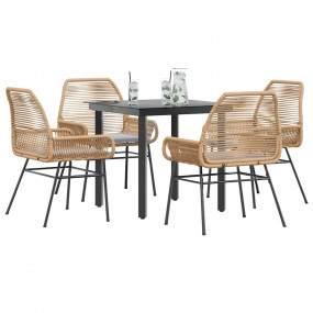 Garden Dining Set Brown table and chairs, Light grey cu...