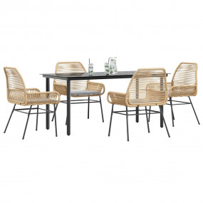 Garden Dining Set Brown Poly Rattan 4-seater