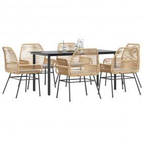 Garden Dining Set Brown PE rattan 6-seater Durable