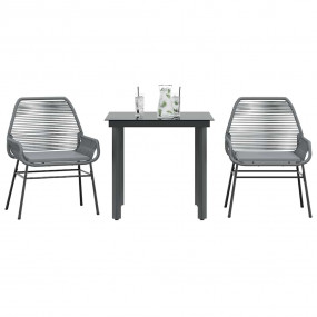 Garden Dining Set Grey PE Rattan 2-seater UV-resistant ...