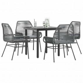Garden Dining Set Grey Poly Rattan 4-seater Removable C...