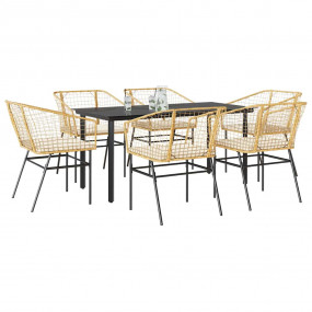 Garden Dining Set Brown Poly Rattan 6-seater