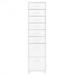 Mobile File Cabinet White Metal Tall and slim Rollable