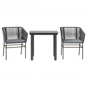 Garden Dining Set Black, Dark Grey