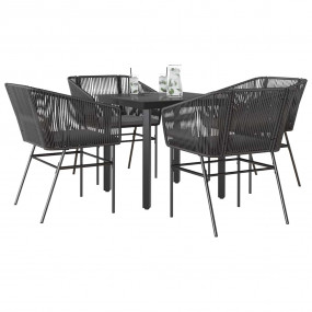 Garden Dining Set Black, Dark Grey