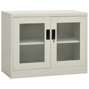 Office Cabinet Light gray Steel, tempered glass 35.4x15...
