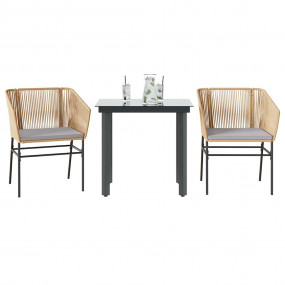 Garden Dining Set Brown PE Rattan 3 Piece Set