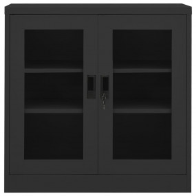 Office Cabinet Anthracite Steel, tempered glass